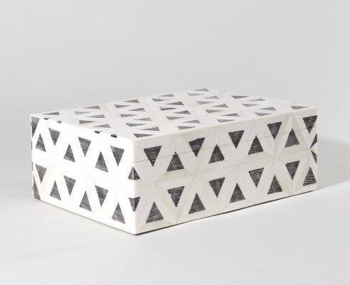 White Bone Box with Brown Chiseled Horn