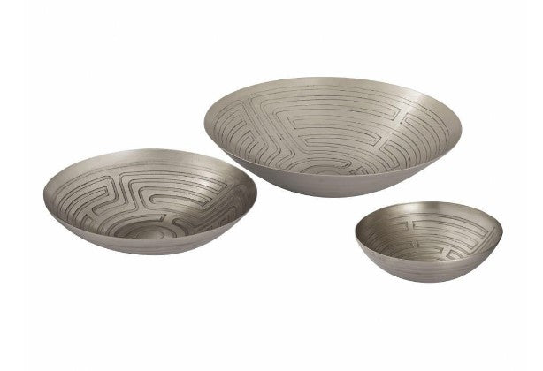 Maze Etched Bowl Silver