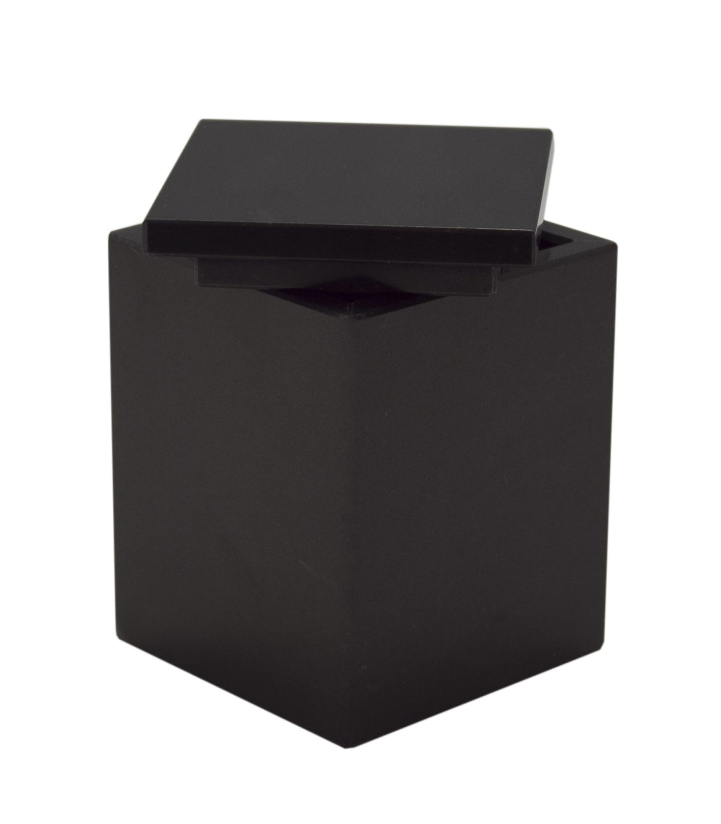 Myrtus Collection Jet Black & Marble Polished Finish Square Cannister