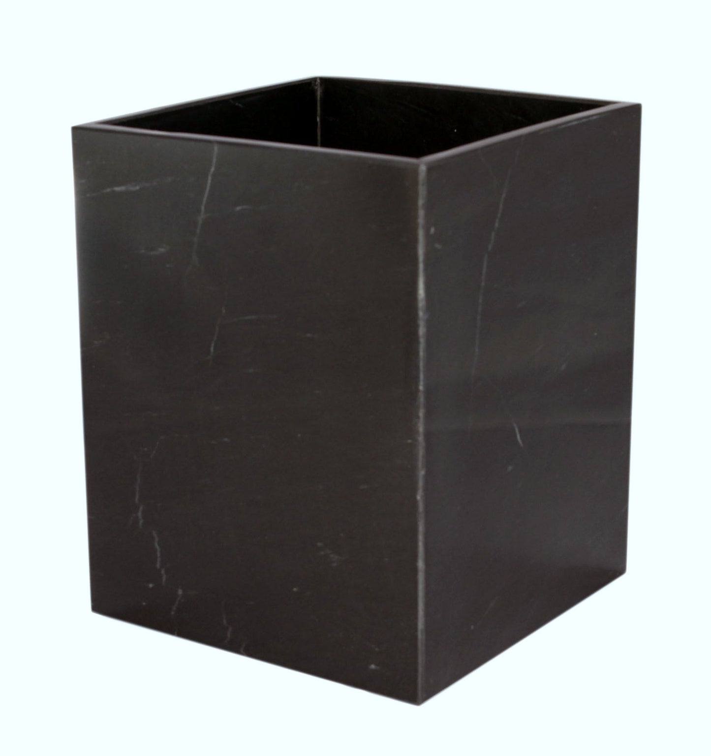 Myrtus Collection Jet Black & Marble Polished Finish Square Waste Bin w/Liner