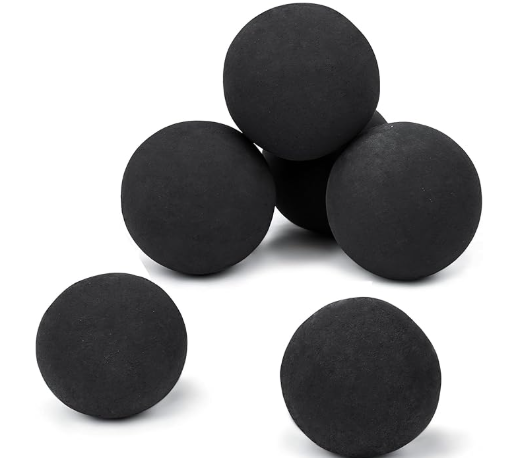 Black Round Ceramic Fire Balls for Fire Pit set of 6