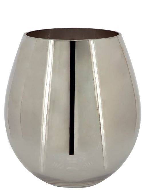 Glass 8"H Metallic Vase, Silver