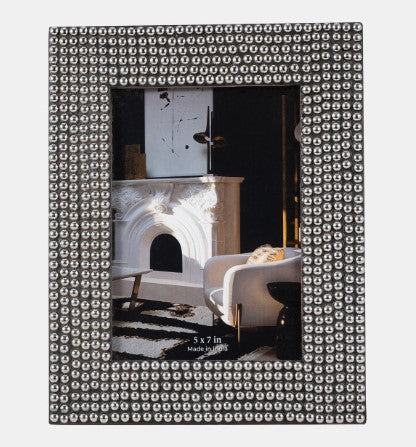 Resin,Studded Photo Frame, Silver/black