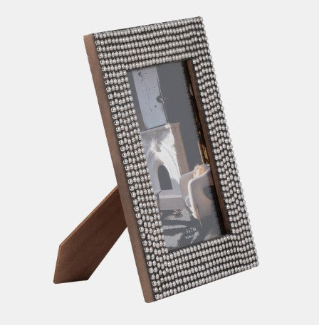 Resin,Studded Photo Frame, Silver/black