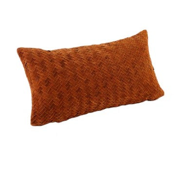 Waffle Weave Suede Lumbar Pillow