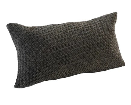 Waffle Weave Suede Lumbar Pillow
