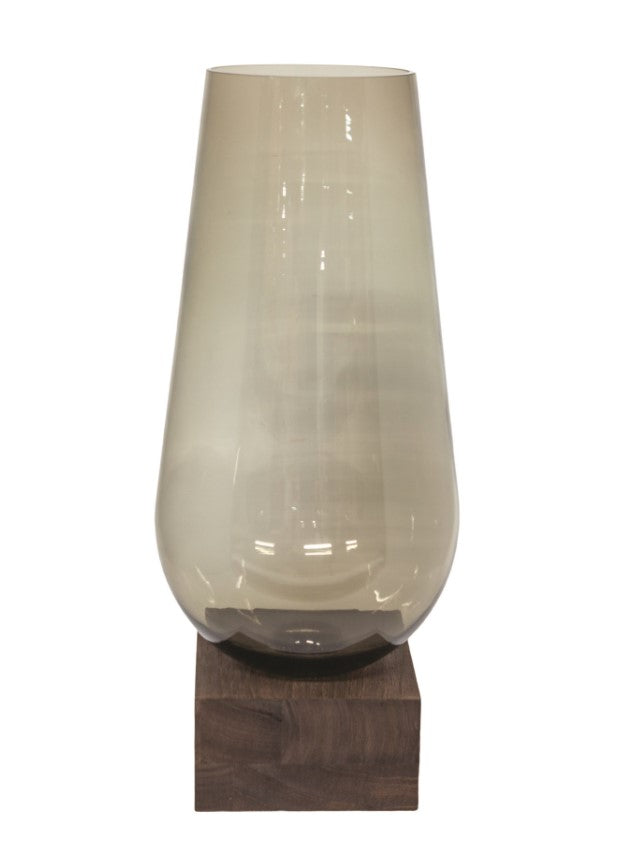 Brown vase Wooden Base Small