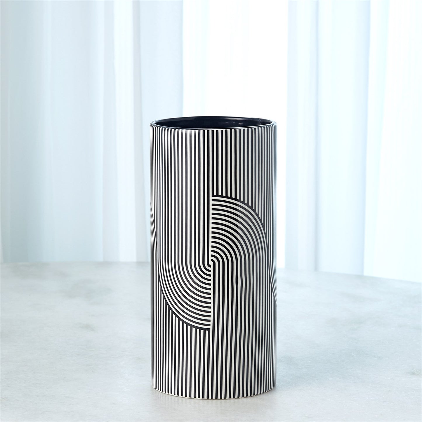 Striped Cylinder Vase Black & White
