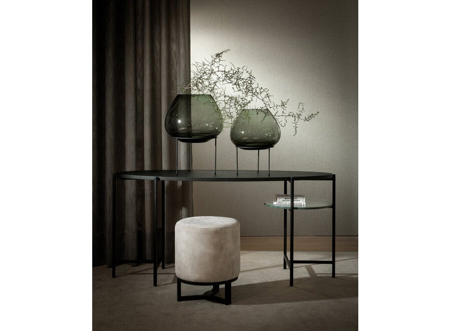 Athena Vase Cold Cut Glass On Black Stands