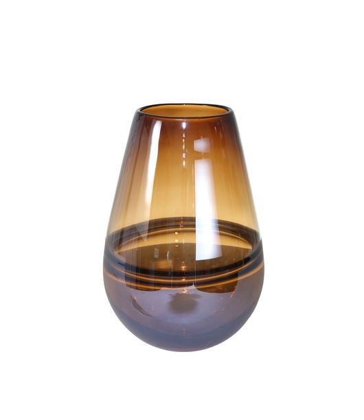 Glass, 11" Handmade Oval Vase, Brown
