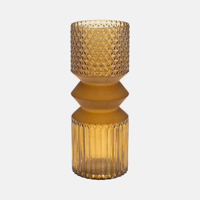 Glass 12" Mallet Vase, Amber