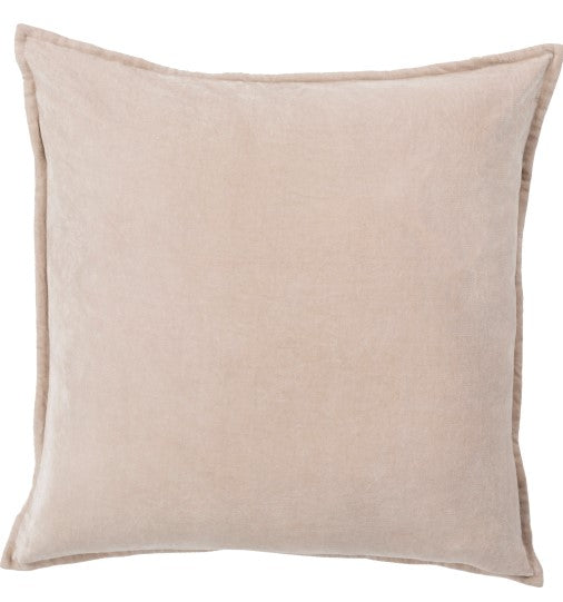 Cotton Velvet, Light Beige 18x18 Decorative Pillow