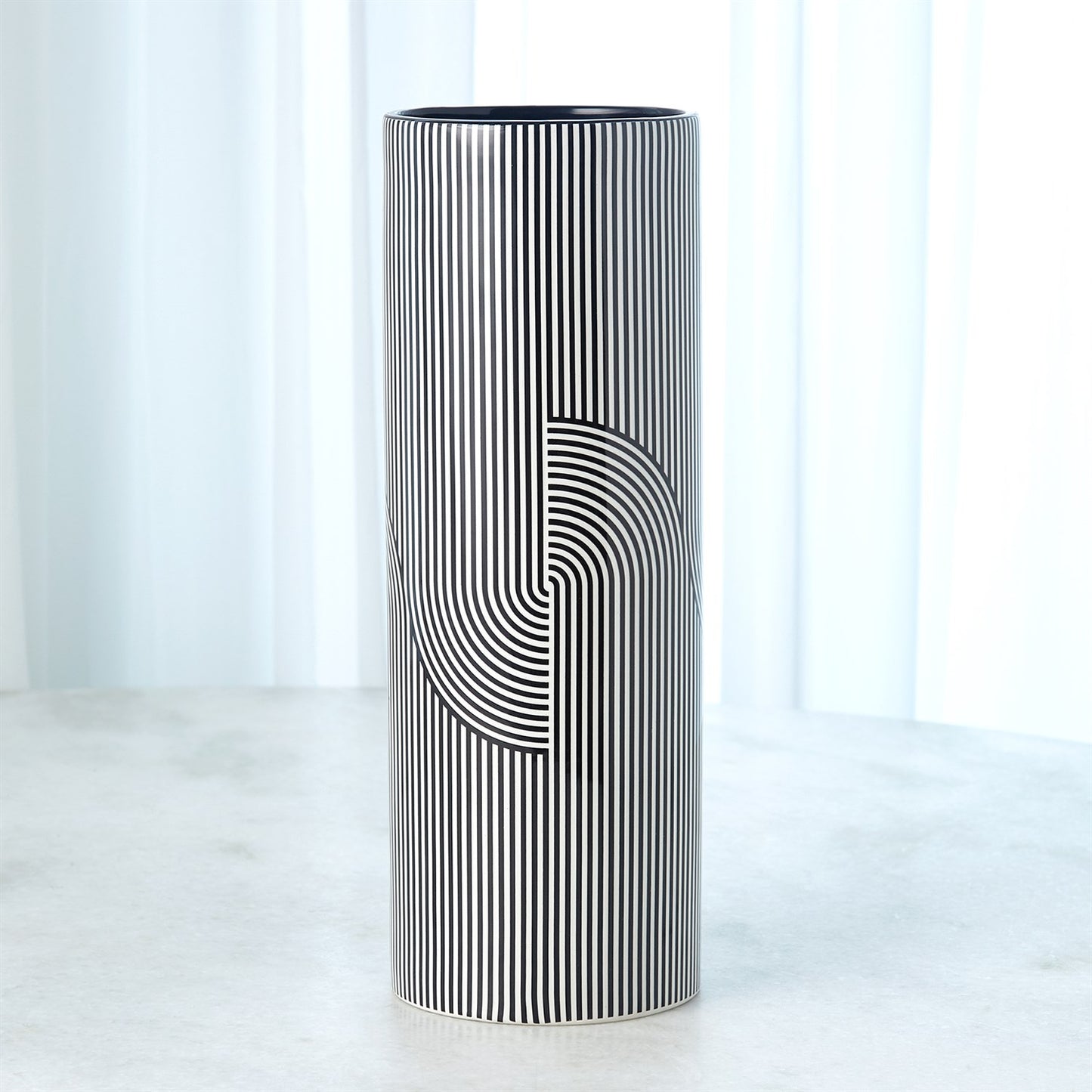 Striped Cylinder Vase Black & White