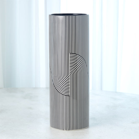 Striped Cylinder Vase Black & White