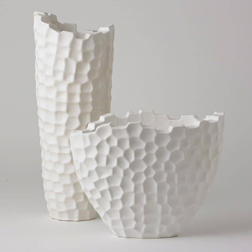 Random Grid Vase, Matte White