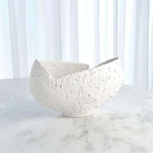 Asymmetrical Stipple Bowl, Matte White