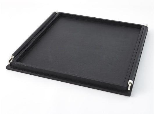 Wrapped Handle Tray, Black or Coral Leather