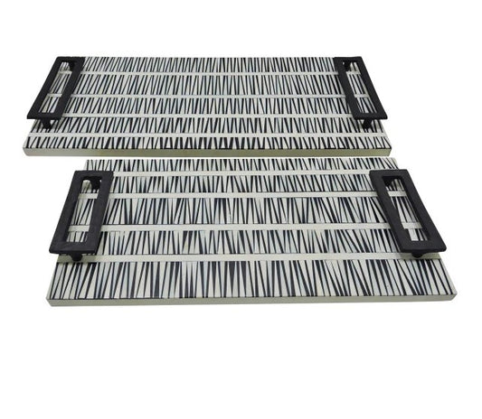 Gobiel Black & White Resin Tray (ea)