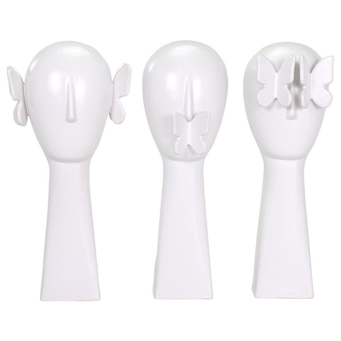 Bejop White Ceramic Butterfly Head Sculpture