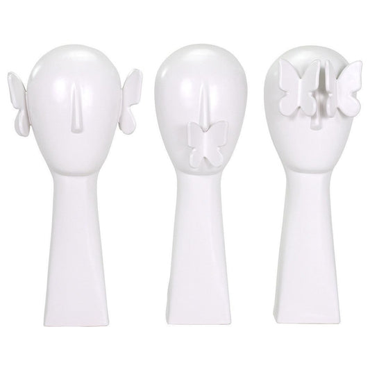 Bejop White Ceramic Butterfly Head Sculpture