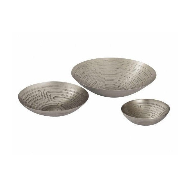 Maze Etched Bowl Silver