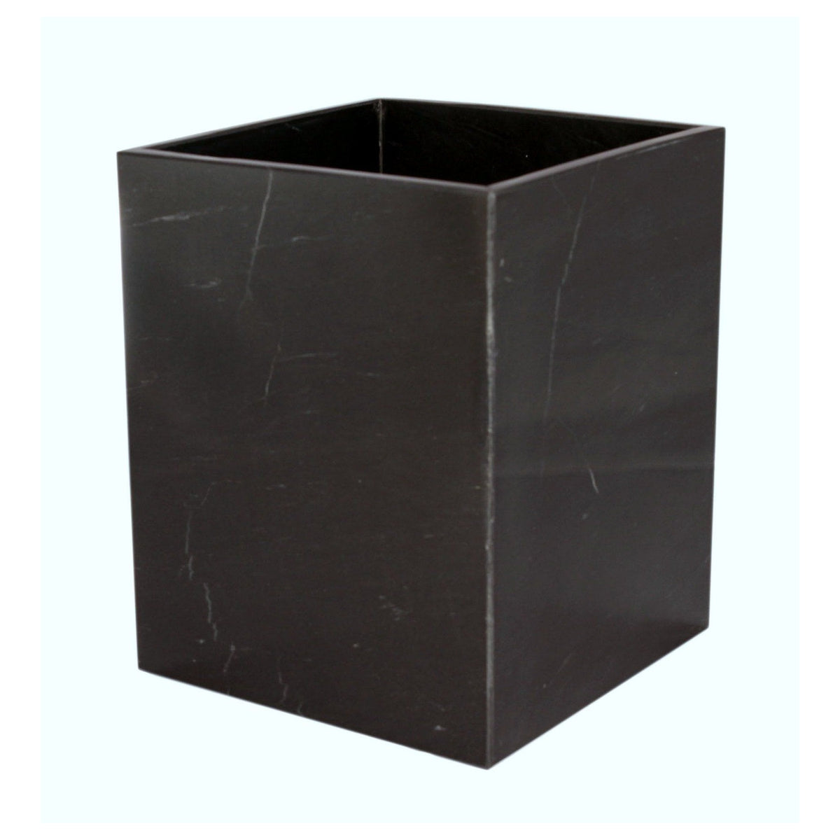 Myrtus Collection Jet Black & Marble Polished Finish Square Waste Bin w/Liner