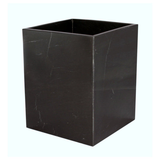 Myrtus Collection Jet Black & Marble Polished Finish Square Waste Bin w/Liner