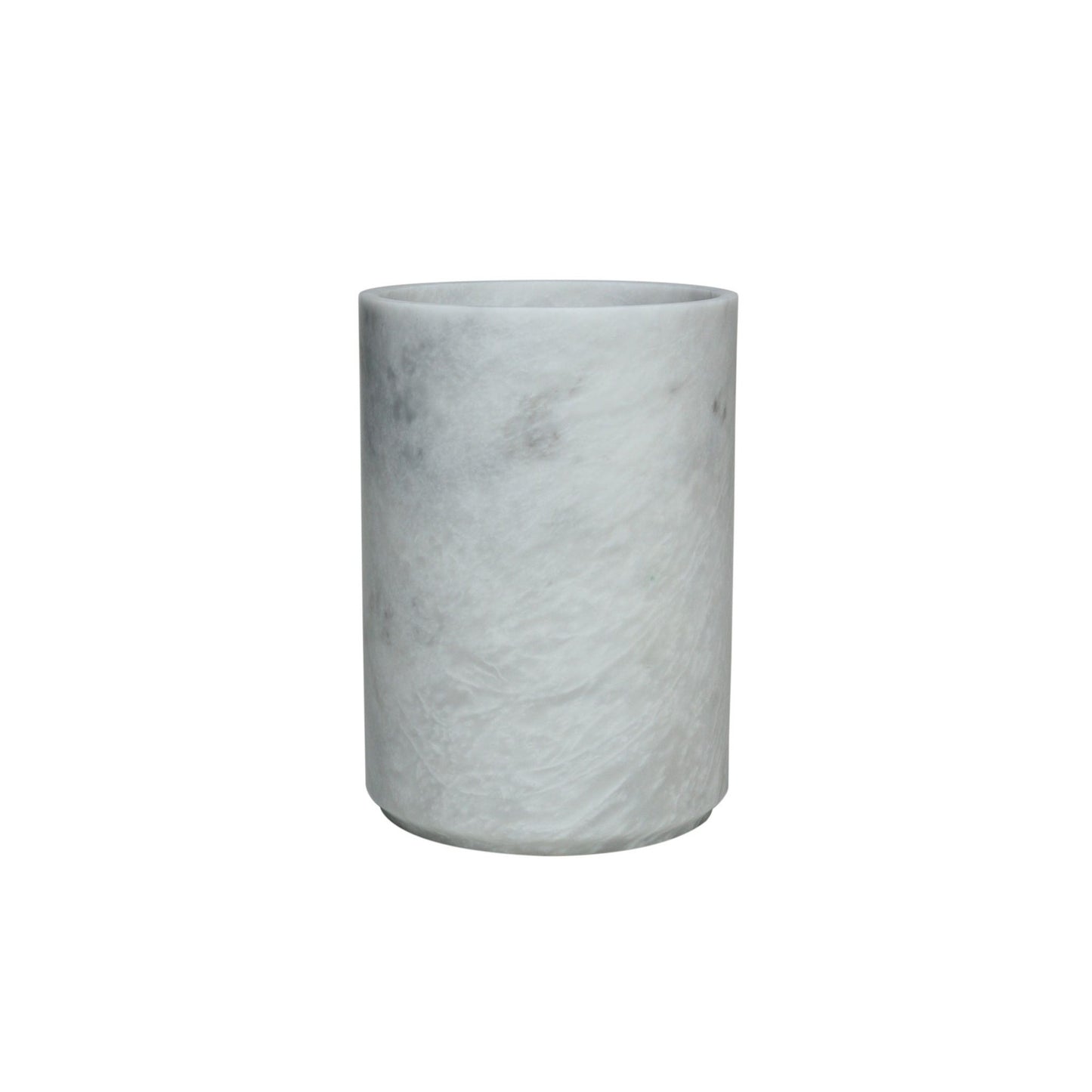 Eris Collection Pearl White Marble Honed Finish Round Waste Bin w/Liner