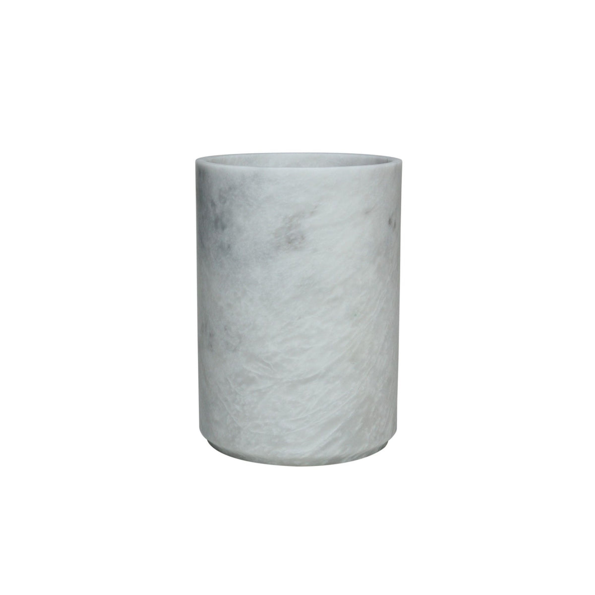 Eris Collection Pearl White Marble Honed Finish Round Waste Bin w/Liner