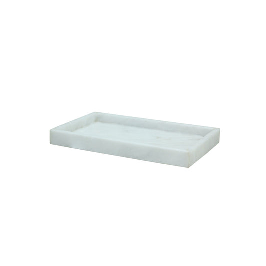 Eris Collection Pearl White Marble Honed Finish Small Vanity Tray