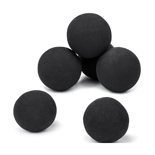 Black Round Ceramic Fire Balls for Fire Pit set of 6