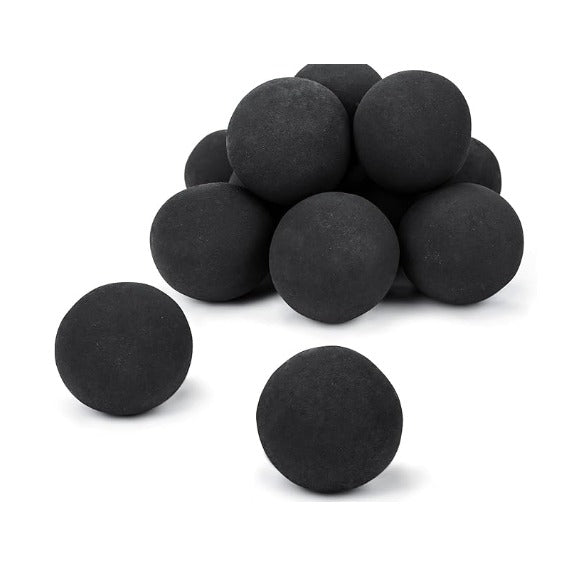 Black Round Ceramic Fire Balls for Fire Pit set of 12