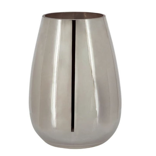 Glass 8"H Metallic Vase, Silver