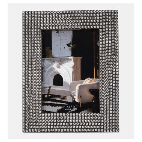 Resin,Studded Photo Frame, Silver/black