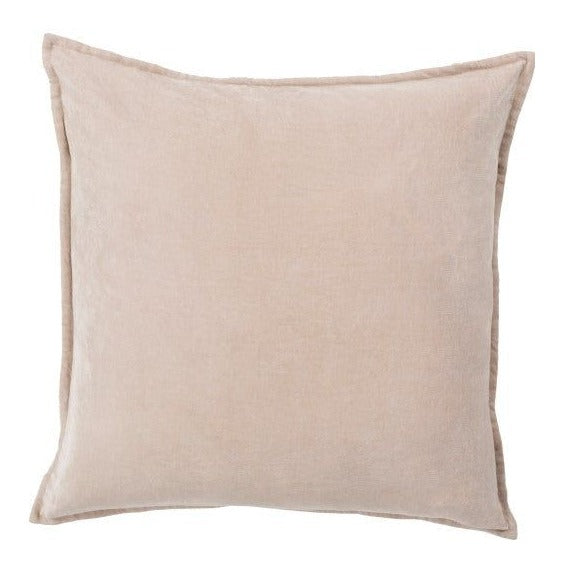 Cotton Velvet, Light Beige 18x18 Decorative Pillow