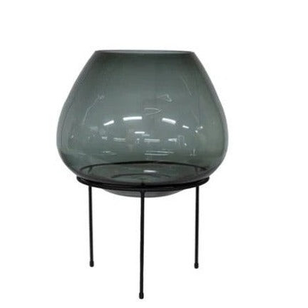 Athena Vase Cold Glass On Black Stand M