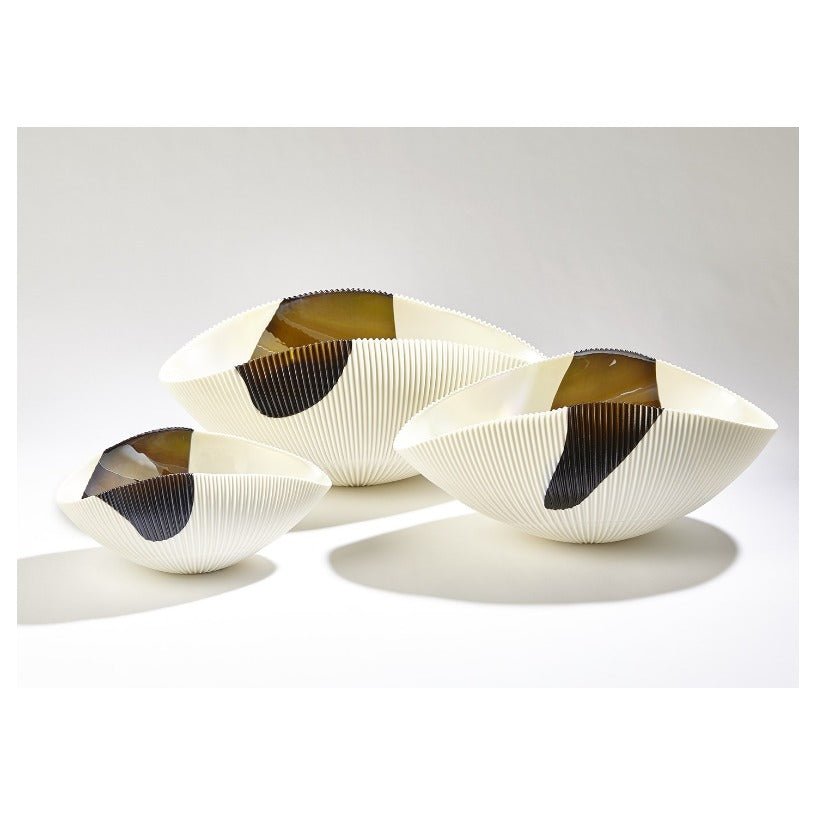 Pleated Bowl, Bronze Stripe