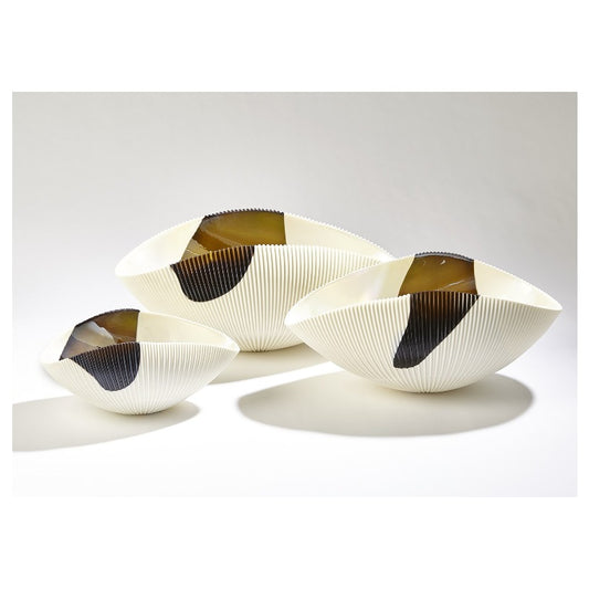 Pleated Bowl, Bronze Stripe