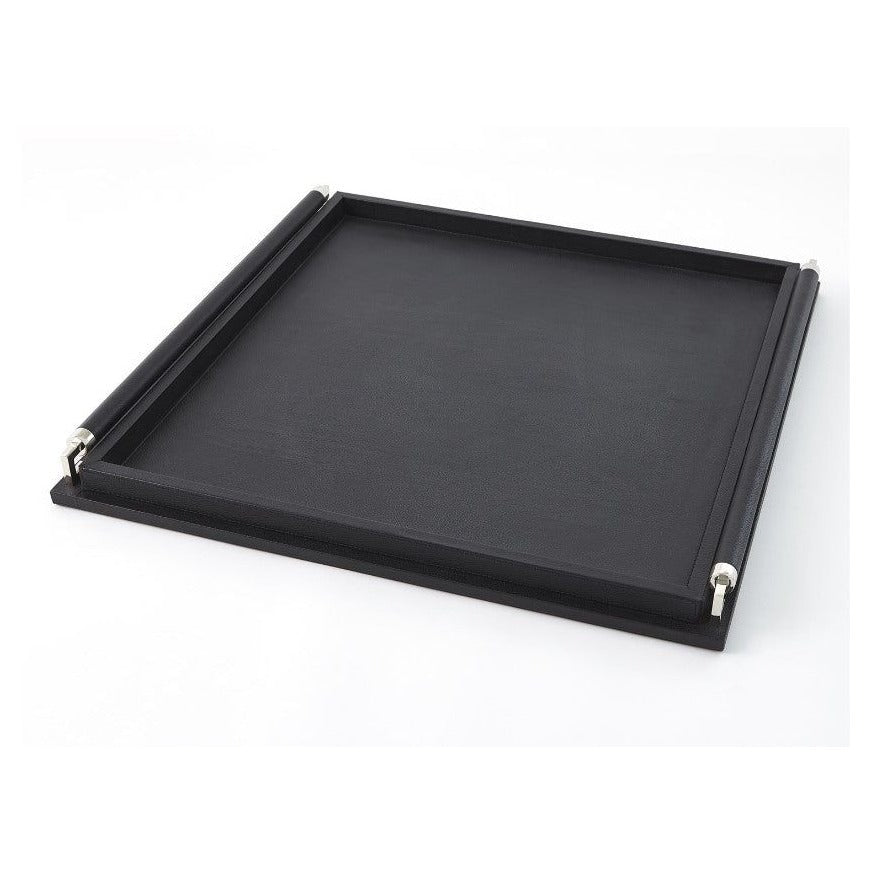 Wrapped Handle Tray, Black or Coral Leather