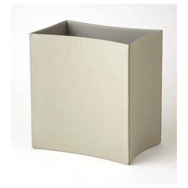 Folded Leather Wastebasket - Grey