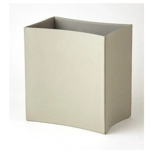 Folded Leather Wastebasket - Grey