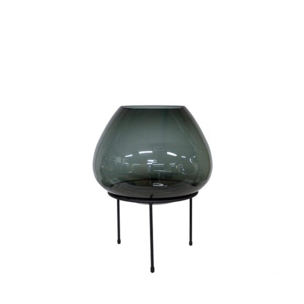 Athena Vase Cold Cut Glass On Black Stands